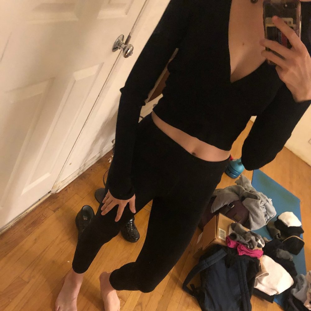Zara black V neck blouse